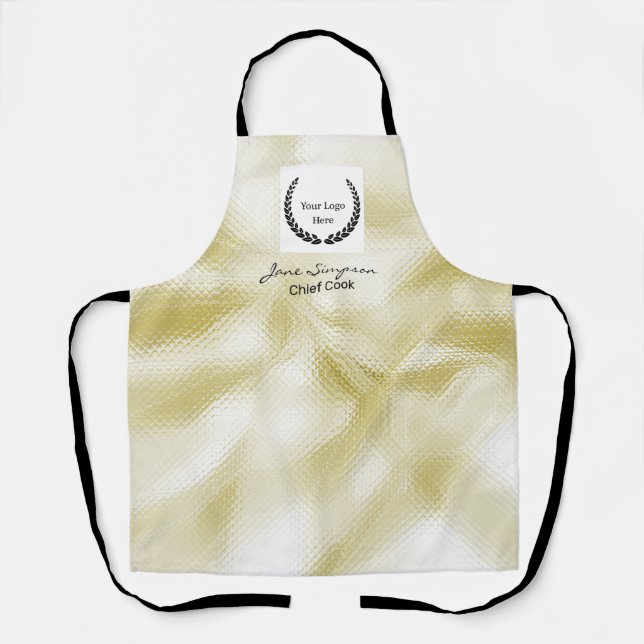 Tablier Logo de Chef Élégant Texture Or (Recto)