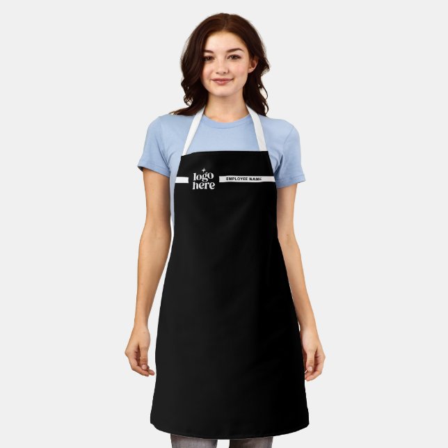 Tablier Logo de nom d'employé de marque noire (Porté)