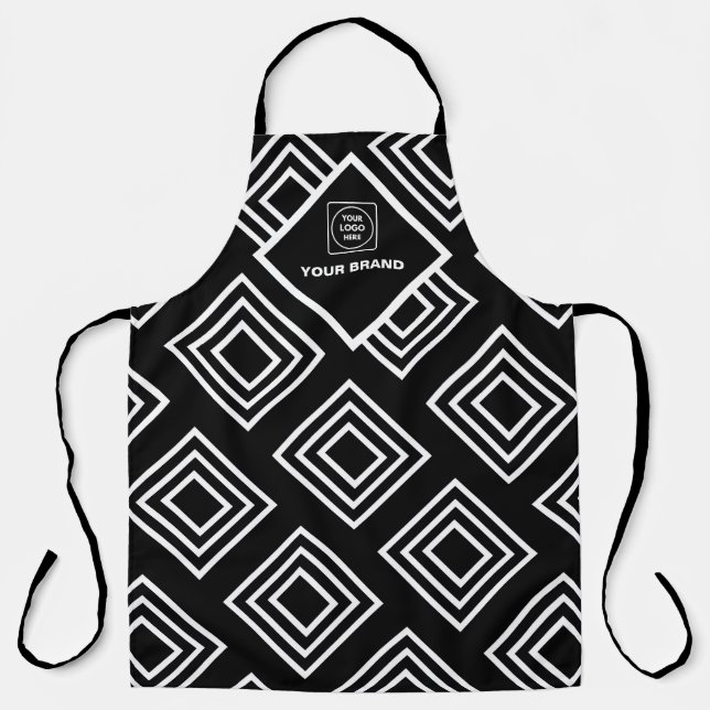 Tablier Logo de société promotionnel Noir Blanc Marque (Recto)