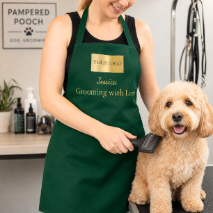 Tablier Logo d'entreprise verte salon pour animaux de comp
