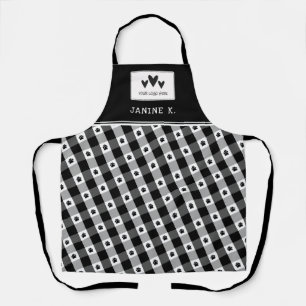 Tablier Logo Empreinte de patte noir blanc Groomer chien
