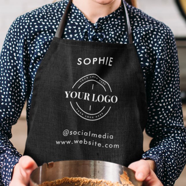 Tablier Logo Entreprise Personnalisé Moderne Simple Noir (Créateur téléchargé)