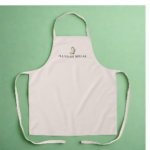 Tablier Logo Monogramme Personnalisé Moderne Rose Pâle Élé
