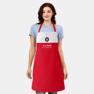 Tablier Logo, nom, société de l'employé rouge personnal