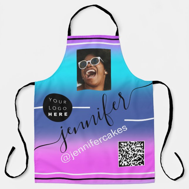 Tablier Logo photo personnalisée QR Menu CODE Couleur Thér (Recto)