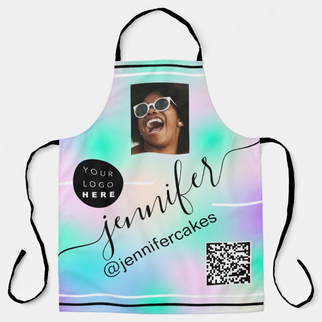 Tablier Logo photo personnalisée QR Menu CODE Holographe r (Recto)