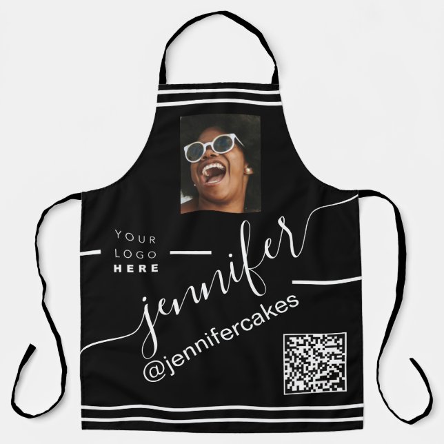Tablier Logo photo personnalisée QR Menu CODE Restaurant (Recto)