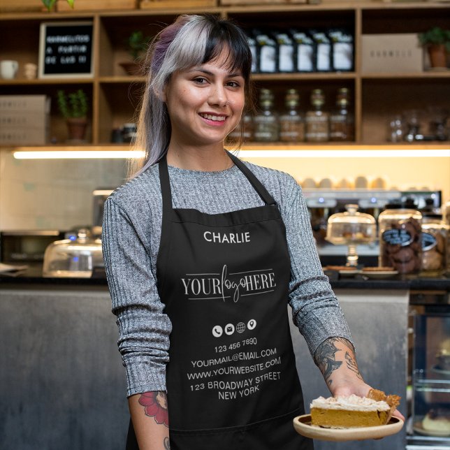 Tablier Logo professionnel minimaliste noir (Créateur téléchargé)