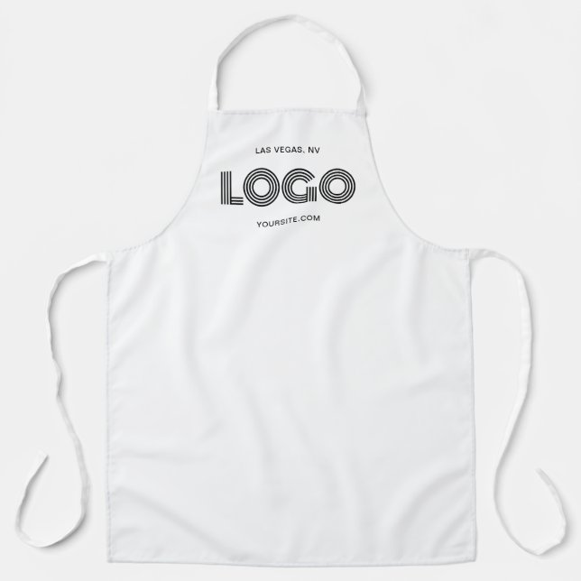 Tablier Logo rectangulaire moderne blanc (Recto)