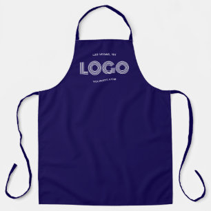 Tablier Logo rectangulaire moderne bleu foncé et blanc
