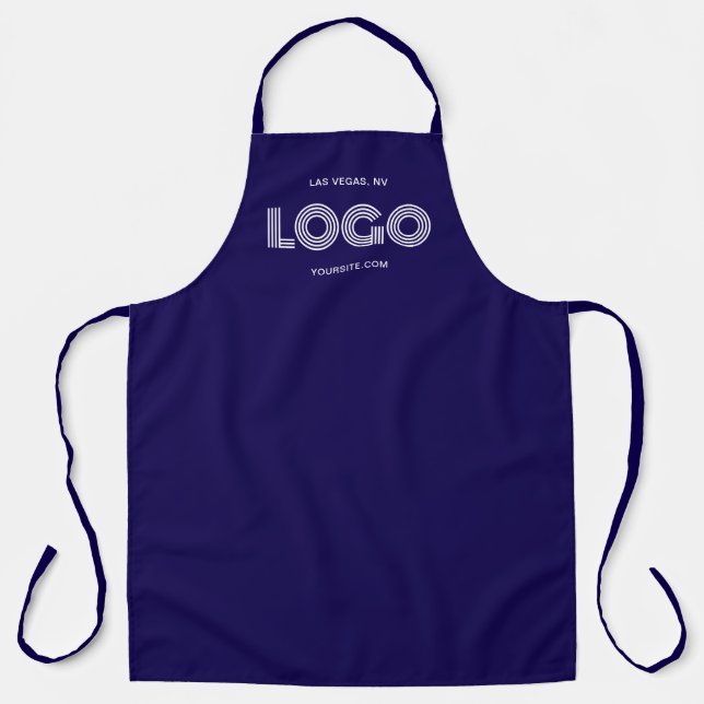 Tablier Logo rectangulaire moderne bleu foncé et blanc (Recto)
