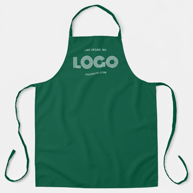 Tablier Logo rectangulaire moderne vert chasseur et blanc (Recto)