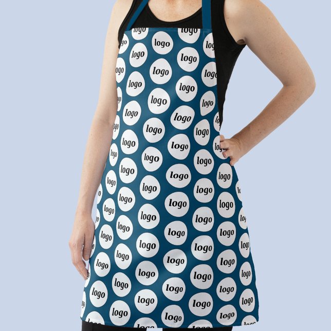 Tablier Logo simple Motif promotionnel Turquoise vert (Simple logo pattern business branding promotional apron)