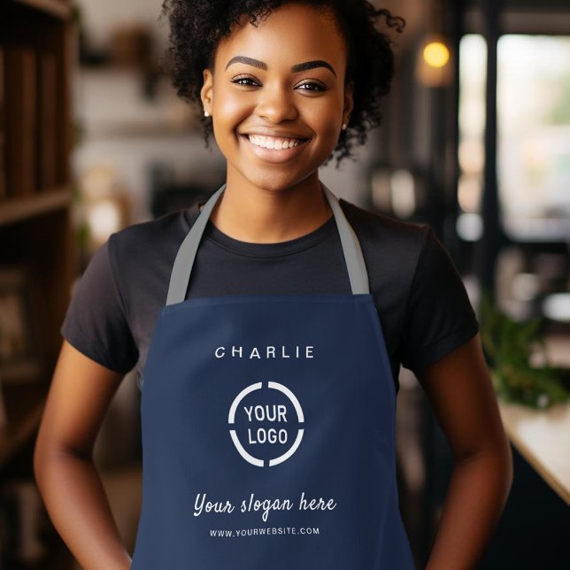 Tablier Logo simple personnalisé d'entreprise bleu personn (Simple Custom Company Logo personalized blue Apron)
