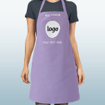 Tablier Logo Simple Texte Entreprise Marque Pastel Lilac<br><div class="desc">Ajoutez votre propre logo et le choix de texte à ce design pastel lilas violet. Supprimez le texte supérieur ou inférieur si vous préférez. Minimaliste et professionnel. Idéal pour les uniformes du personnel et des employés,  ou comme produit promotionnel pour vos clients et clients.</div>
