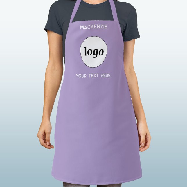 Tablier Logo Simple Texte Entreprise Marque Pastel Lilac (Simple logo with custom text business branding promotional pastel lilac apron)