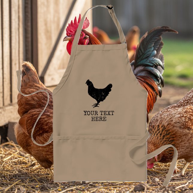 Tablier Logo vintage silhouette de poulet personnalisé vol (Check apron)