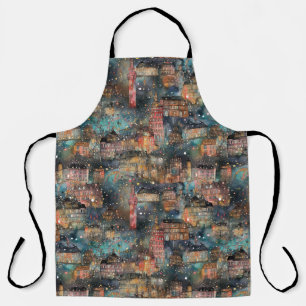 Tablier Londres à Noël & Nouvel An en aquarelles