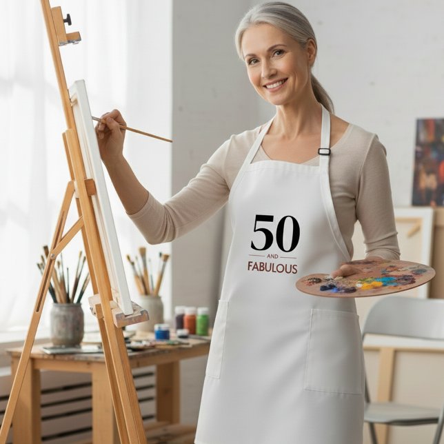Tablier Long 50 ans et Fabuleux Fête d'anniversaire au vin de c (Créateur téléchargé)