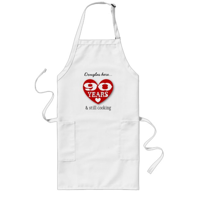 Tablier Long 90e anniversaire Encore Cuisine Double Coeurs 90Z (Devant)