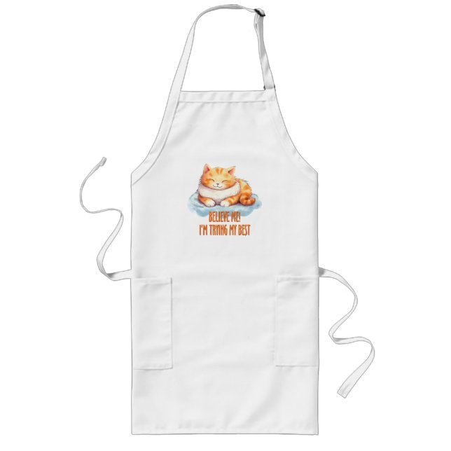 Tablier Long Adorable Tabby Orange Chat - Je tente mon meilleur (Devant)