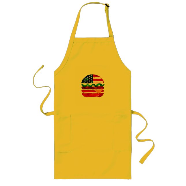 Tablier Long America Burger (Peinture Blanche No. 1) (Devant)
