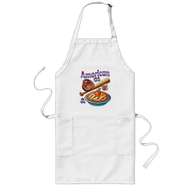 Tablier Long Américain comme le baseball et la tarte aux pommes (Devant)