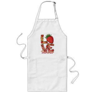 Tablier Long Amour et été Rose et Brown Fraise fraîche