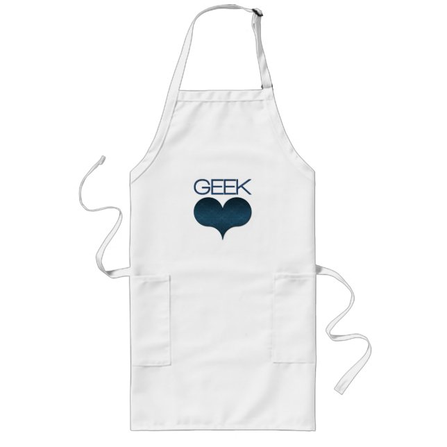 Tablier Long Amour geek (Coeur) tablier, Bleu foncé (Devant)