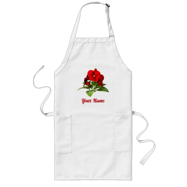 Tablier Long Amoureux de Pensées Fleur Personnalisée (Devant)