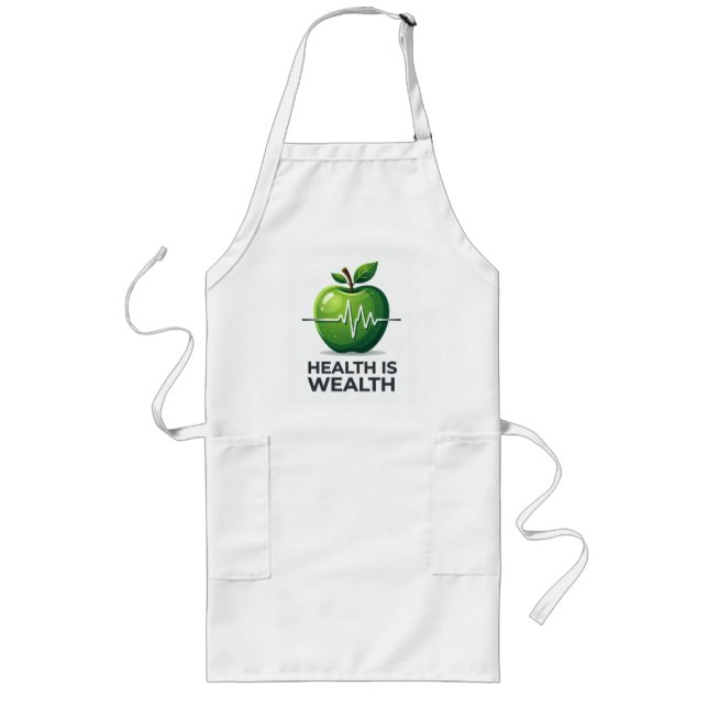 Tablier Long Apple with Heartbeat Pulse and Health is Wealth (Devant)