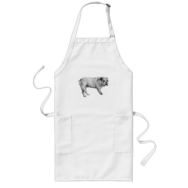 Tablier Long Apron Bulldog de cuisine calme (Devant)