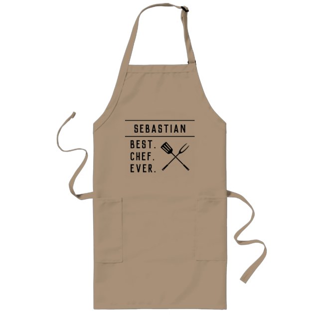 Tablier Long Apron chef barbecue Cool de nom personnalisé (Devant)