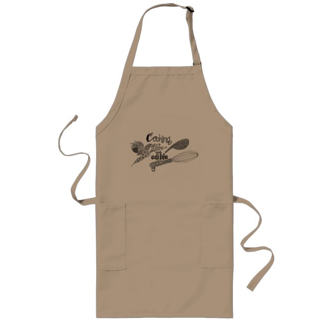 Tablier Long Apron "Cuisine" en chêne - long kaki (Devant)