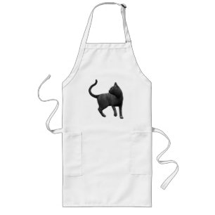 Tablier Long Apron de chat noir malicieux