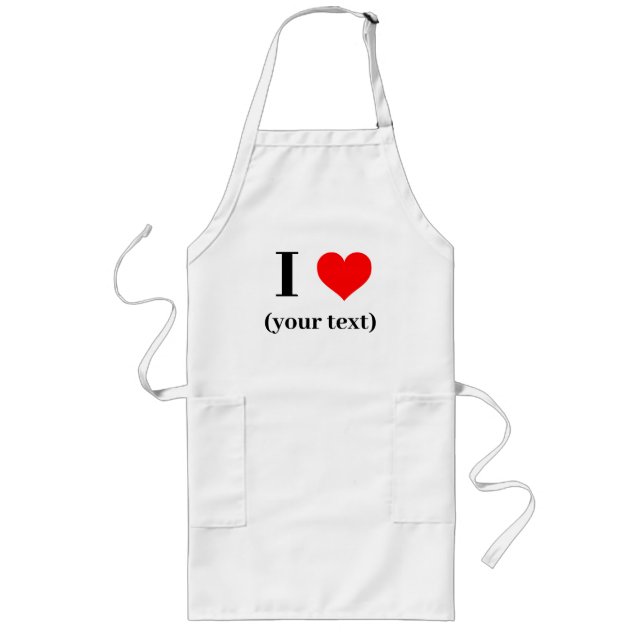 Tablier Long Apron - Personnalisé I coeur (votre texte) (Devant)