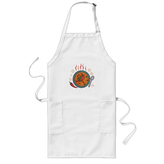 Tablier Long Art de nourriture au curry épicé chaud (Devant)