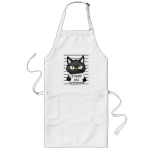 Tablier Long Bad Cattitude - Mugshot de chat noir