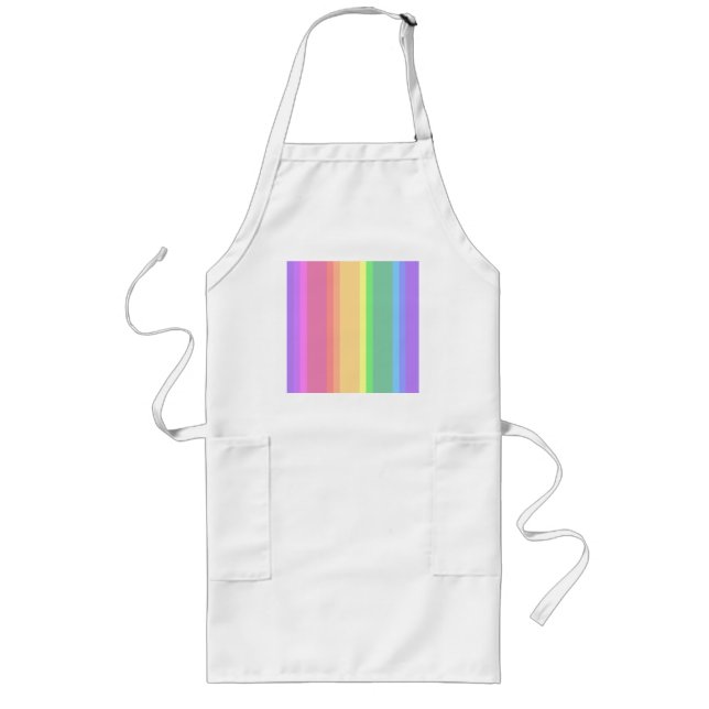 Tablier Long Bandes arc-en-ciel pastel (Devant)