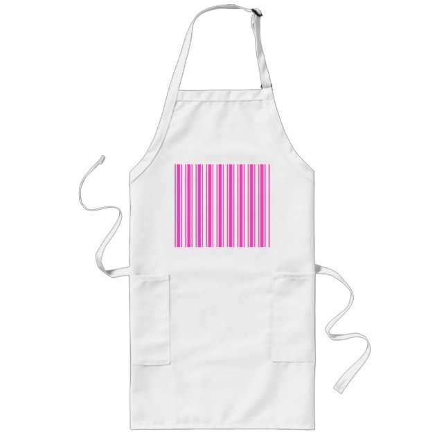 Tablier Long Bandes de bonbons roses et blancs chauds (Devant)