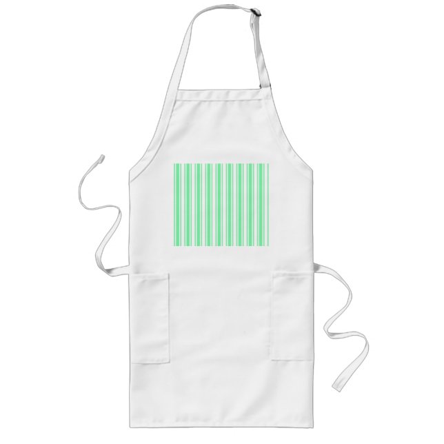 Tablier Long Bandes de bonbons vert et blanc pastel (Devant)