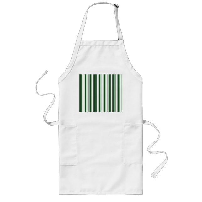 Tablier Long Bandes de bonbons vert foncé et blanc (Devant)