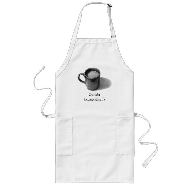TABLIER LONG BARMAN EXTRAORDINAIRE : TASSE DE CAFÉ : ART DE (Devant)