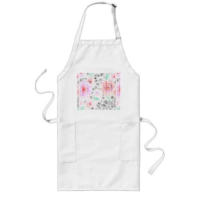 Tablier Long Belle couleur pastel floral aztec (Devant)