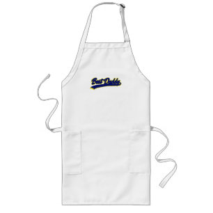 Tablier Long Best Daddy Retro Blue Yellow Typography