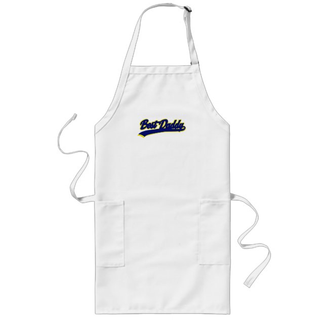 Tablier Long Best Daddy Retro Blue Yellow Typography (Devant)