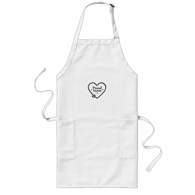 Tablier Long  Black Stethoscope Forming Heart Shape with “Proud (Devant)