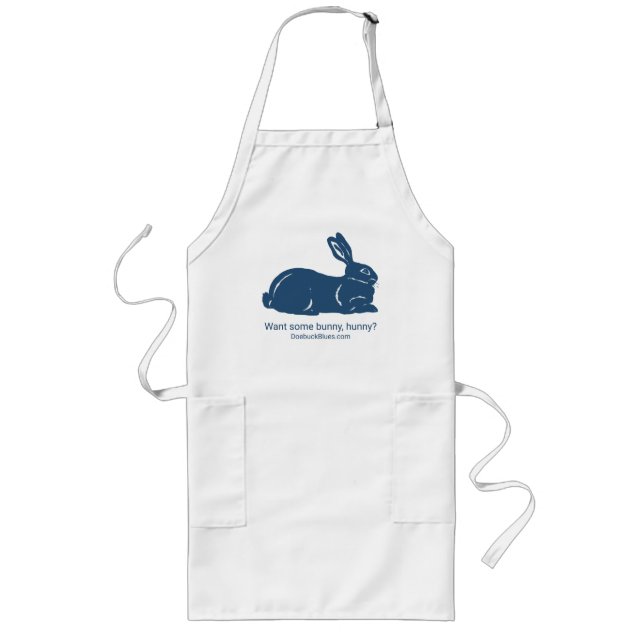 Tablier Long Blue Rabbit Apron - Vous voulez du lapin, chéri ? (Devant)