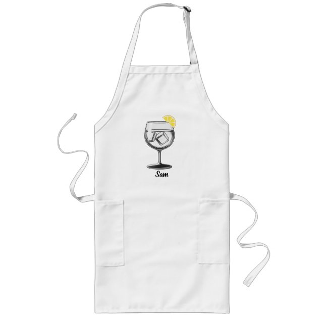Tablier Long Boisson moderne avec tranche de citron, simple, pe (Devant)