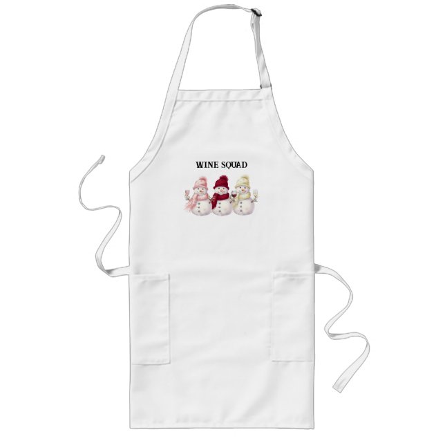Tablier Long Bonhommes de neige Femmes tenant des verres à vin  (Devant)